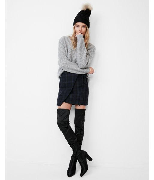 Express Womens Satin Pointed Toe Over The Knee Boot