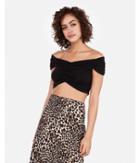 Express Womens Rocky Barnes Ruched Off The Shoulder Crop Top