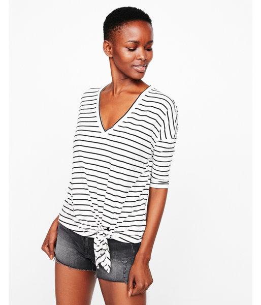 Express Womens Express Womens Express One Eleven V-neck Tie Front Striped