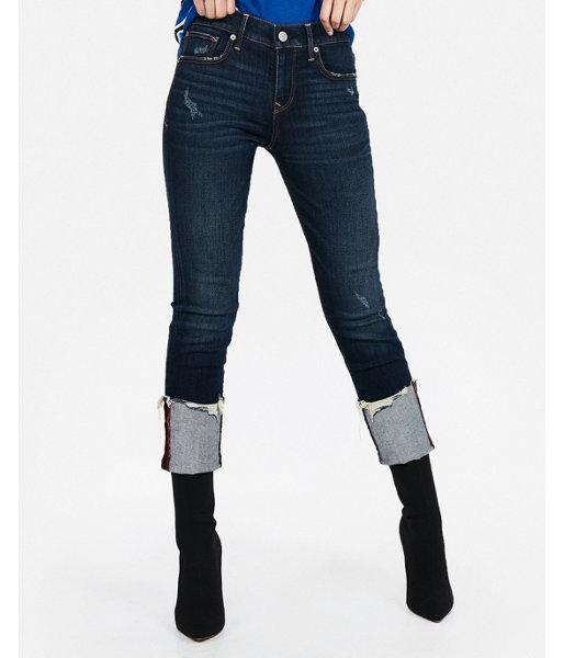 Express Womens Express Womens Mid Rise Distressed Stretch+ Performance Cuffed Cropped