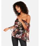 Express Womens Petite Floral Off The Shoulder Volume
