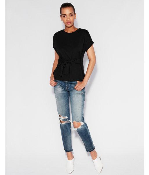 Express Womens Short Sleeve Tie Waist Top