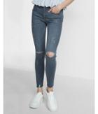 Express Mid Rise Distressed Ankle Jean