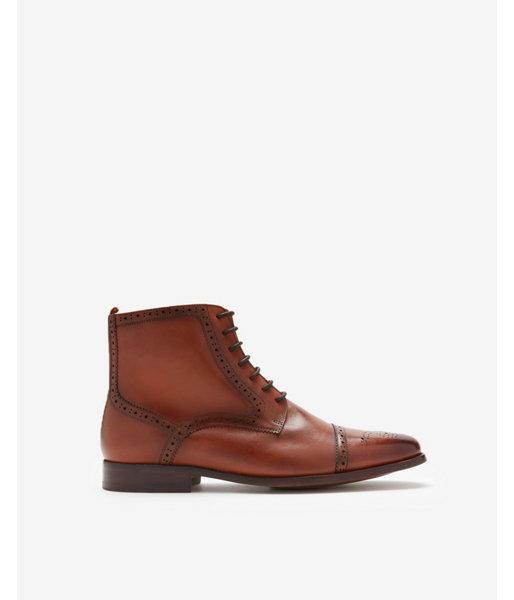 Express Mens Leather Side Zip Wingtip Boot