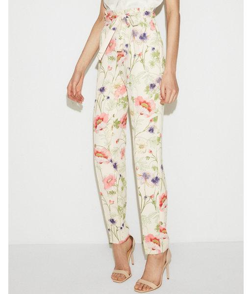 Express Womens Petite High Waisted Sash Waist Ankle Pant