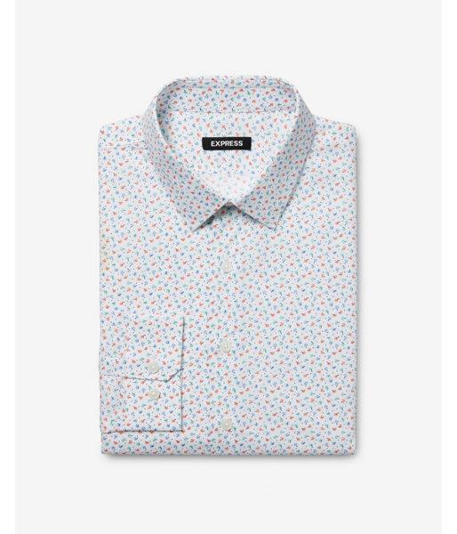 Express Mens Extra Slim Floral Dot Print Dress