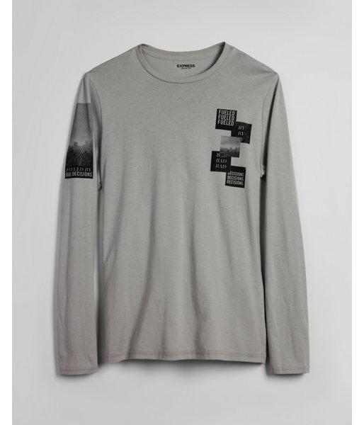 Express Mens Bad Decisions Long Sleeve Graphic Tee