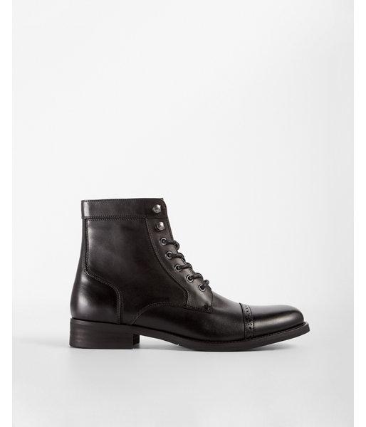 Express Black Lace-up Cap Toe Brogue