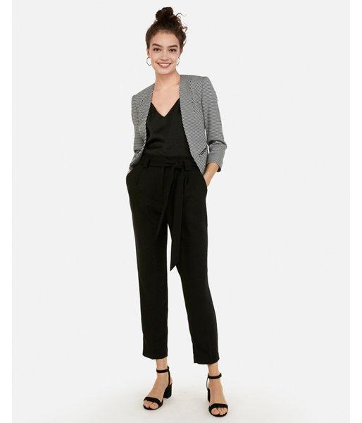 Express Womens Houndstooth Zip Pocket Cutaway Blazer