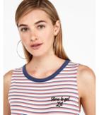 Express Womens Striped Here To Get Lit Graphic Tank
