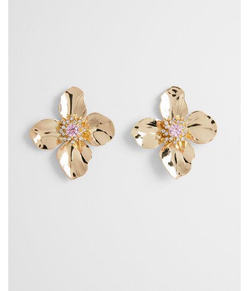 Express Womens Large Metal Flower Post Back Earrings