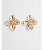 Express Womens Large Metal Flower Post Back Earrings