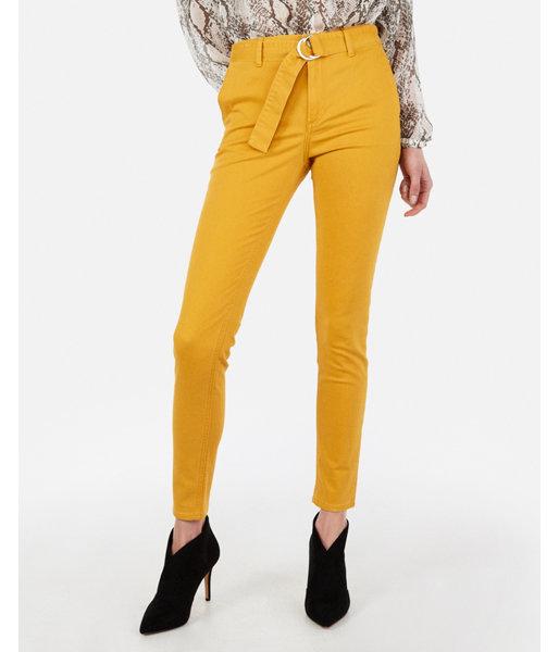 Express Womens High Waisted Belted Stretch Twill