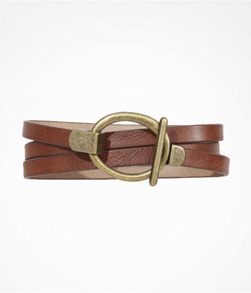 Womens Toggle Hook Adjustable Skinny Belt Brown S/m