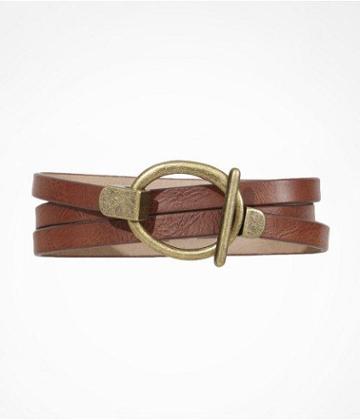 Womens Toggle Hook Adjustable Skinny Belt Brown S/m