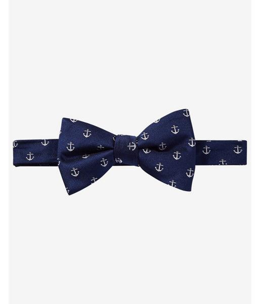 Express Mens Anchor Print Silk Blend Bow Tie