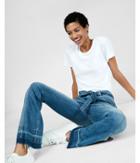 Express High Waisted Belted Exposed Zip Bell Flare Jeans