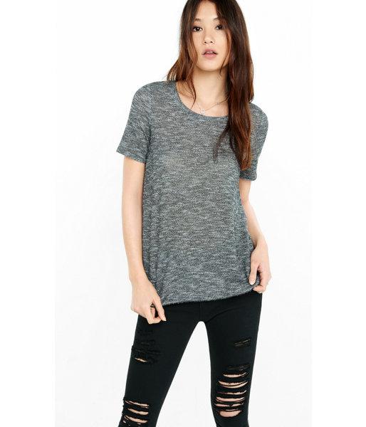 Express Women's Tees Marl Ribbed Express One Eleven Slit Tunic T-shirt