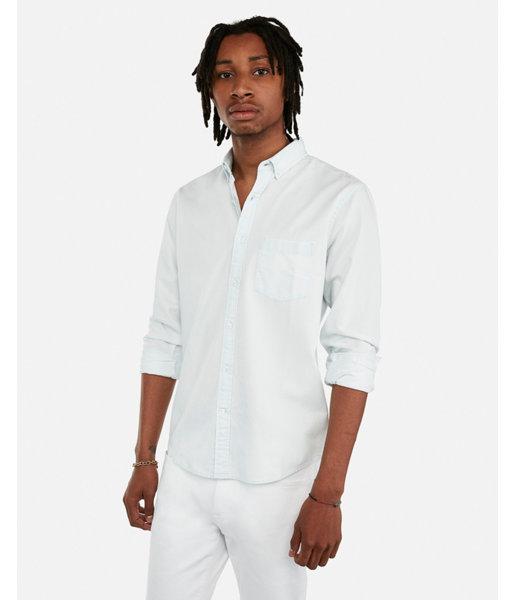 Express Mens Slim Denim Pocket Button-down