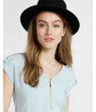 Express Womens Petite Mixed Texture Zip Front Blouse