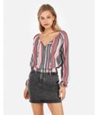 Express Womens Stripe Covered Button Blouse