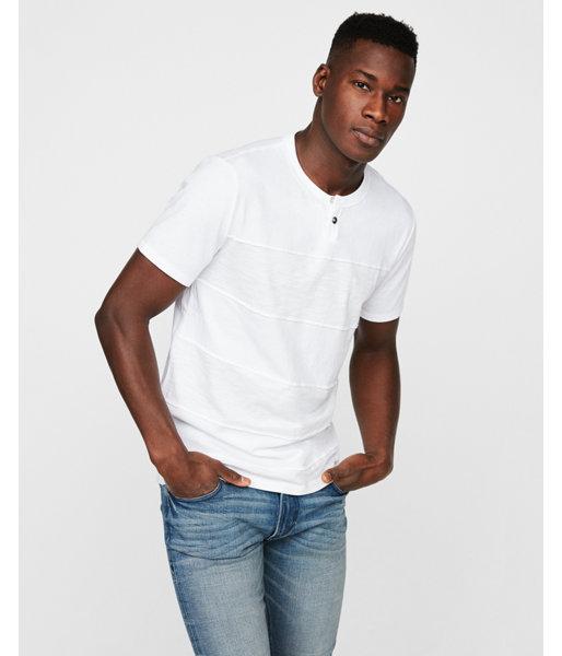 Express Mens Pieced Garment Dyed Cotton Henley
