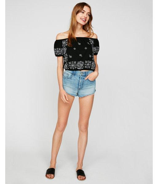 Express Womens Express Womens Express One Eleven Off The Shoulder Embroidered Abbreviated Blouse