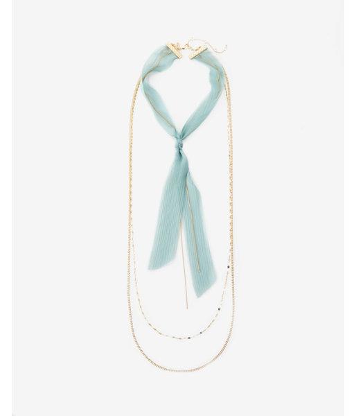 Express Chiffon Scarf Layered Chain Necklace