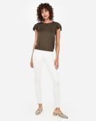 Express Womens Back Cut-out Flutter Sleeve Banded Tee