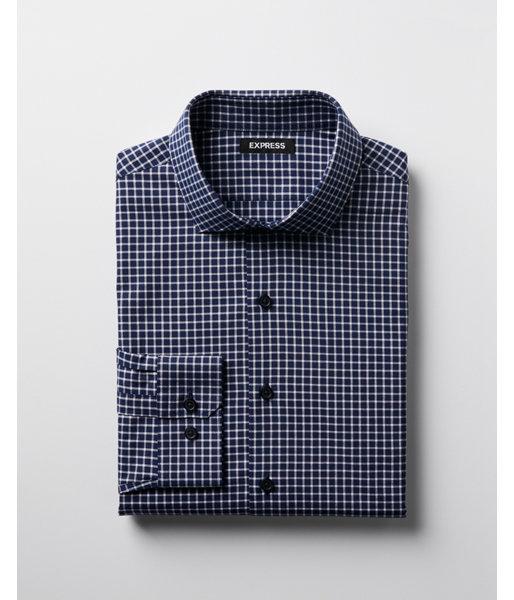 Express Mens Extra Slim Check Spread Collar Dress