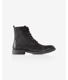 Express Mens Black Leather Textured Top Boot