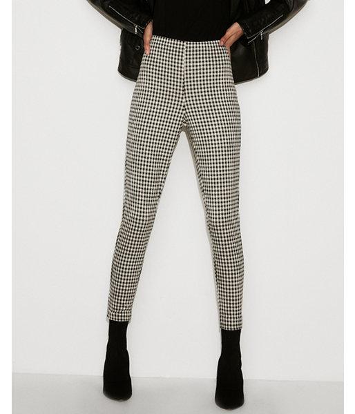 Express Womens High Waisted Cropped Gingham Pull-on