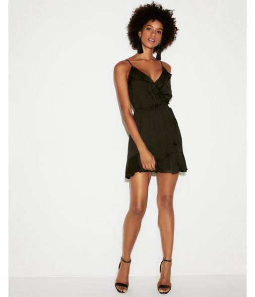 Express Womens Petite Ruffle Wrap Cami Dress