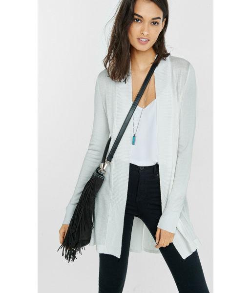 Express Women's Sweaters & Cardigans Long Mixed Stitch Split Back Cover Up