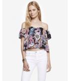 Express Womens Printed Off The Shoulder Peasant Blouse