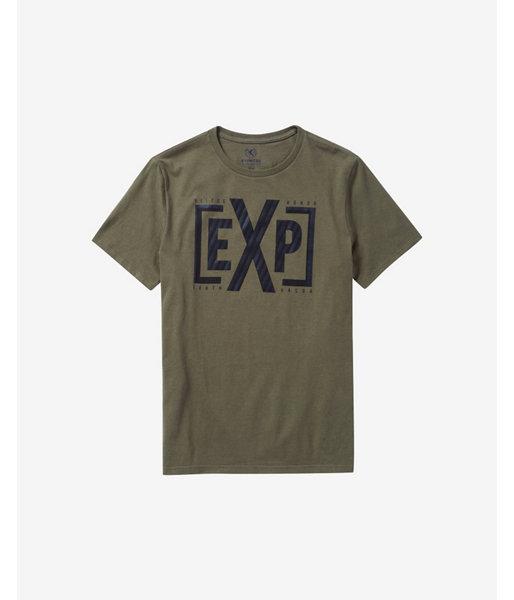 Express Mens Olive Striped Monogram Graphic T-shirt