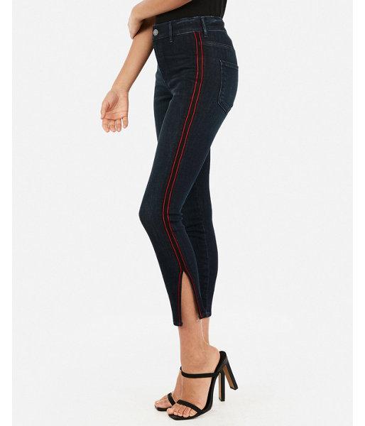 Express Womens High Waisted Side Stripe Slit Hem Cropped Jeggings