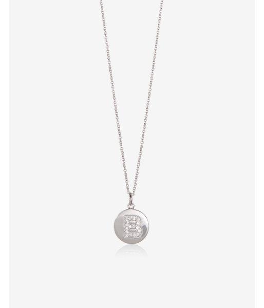 Express Womens Cubic Zirconia B Initial Disc Pendant Necklace