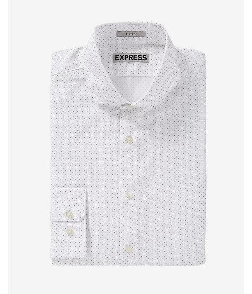 Express Fitted Dot Print White Dress
