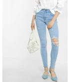 Express Womens High Waisted Destroyed Ankle Jean