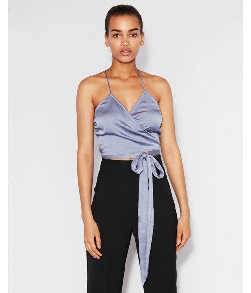 Express Womens Satin Wrap Cropped Cami