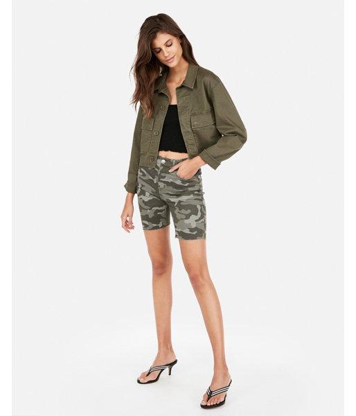 Express Womens High Waisted Camo Bermuda