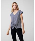 Express Womens Striped Knot Front Top