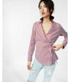 Express Striped Asymmetrical Tie Waist Blouse