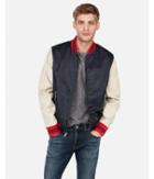 Express Mens Faux Leather Color Block Varsity Bomber