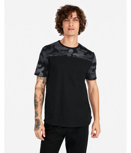 Express Mens Camo Yoke Heat Seal Crew Neck Tee
