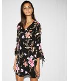 Express Womens Petite Floral Tie-sleeve