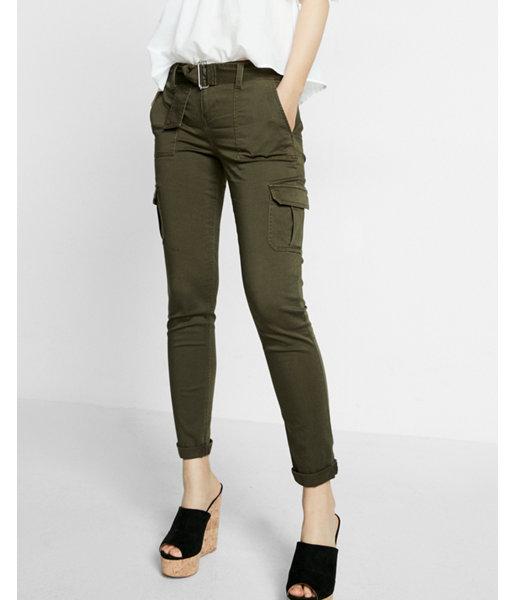 Express Mid Rise Belted Cargo Cropped Trouser Pant