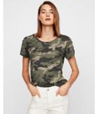 Express Womens Express One Eleven Camo Studded Shoulder Boxy Tee