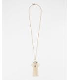 Express Womens Embellished Tassel Pendant Necklace